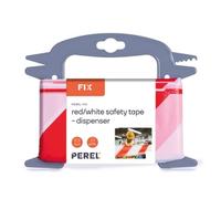 Perel Ruban de barrière sur dévidoir 100 m, idéal pour clôtures temporaires et événements, rouge/blanc