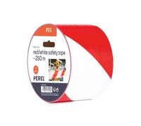 Perel Ruban de barrière sur rouleau de 250 m, idéal pour les clôtures temporaires et les événements, rouge/blanc