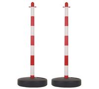 Perel Set avec poteaux de balisage en PVC, avec pied à lester, chaîne non incluse, délimitation temporaire, pour événements, espaces publics, rouge/blanc, 2 pièces