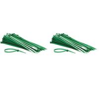 Perel Set d'attaches-câbles en nylon 4,6x200 mm - Vert, résistant aux UV, 100 pièces. (Lot de 2)