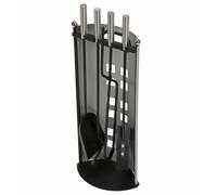 Perel Set de cheminée 4 pièces argenté et noir