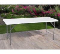 Perel Table Pliante, Table Valise, Table Pliable, résistante aux intempéries, avec poignée, idéale pour Pique-Nique, Camping, Barbecue, fête, supporte jusqu'à 100 kg, Blanche