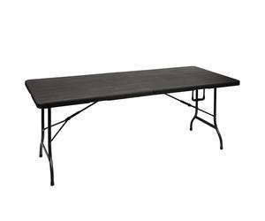 Perel Table Pliante, résistante aux intempéries, avec poignée, Imitation Bois, Max. 100 kg, Noir