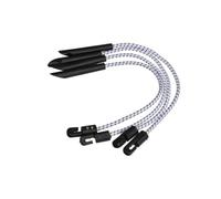 Perel Tendeurs Elastiques pour bache, tendeurs en Caoutchouc avec Crochet, Blanc Noir, Longueur 300 mm, Lot de 4, Fixation Rapide et fiable pour baches tentes et Housses