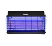 Perel Tue-Insectes électrique, Lampe UV Anti Insectes, Lampe Bleue Anti Moustique Mouches guêpes, destructeur d'insectes, Appareil Tue Mouche, Grille 3000 V, 100 m², bac collecteur Amovible, Noir