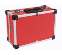 Perel valise à outils en aluminium rouge 320 x 230 x 155 mm avec serrure à clé (2 clés) et bandoulière, mallette rigide de transport pour outils, ordinateur portable et caméra