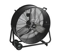 Perel Ventilateur de sol puissant, Ø 60 cm, 2 vitesses, métal, design tambour, noir, intérieur/extérieur, 22,5 kg