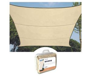Perel Voile d’ombrage 3.6 x 3.6 m, Carree pour Jardin et terrasse, Polyester deperlant 160 g/m2, Protection UV 90%, Toile Respirante avec Anneaux en Acier Inoxydable, Creme