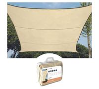 Perel Voile d’ombrage carrée 3.6 x 3.6 m en HDPE Respirant et perméable pour Jardin et terrasse, Protection UV 90%, Effet rafraîchissant, Champagne
