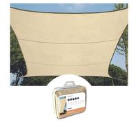 Perel Voile d'ombrage, Toile ombrage, Toile extérieure terrasse, perméable, Respirant, Protection Contre UV, 4 Anneaux en O en Acier Inoxydable, 5 x 5 m, 180 g/m², PEHD, carré, Champagne