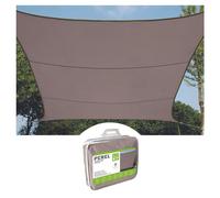 Perel Voile d’ombrage carrée 5 x 5 m, Toile Solaire en Polyester Respirant et déperlant pour Jardin et terrasse, Protection UV 90%, Anneaux en Acier Inoxydable, Taupe