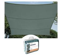 Perel Voile d'ombrage 4 x 3 m polyester 160 g/m² protection UV 4 anneaux inox gris-vert