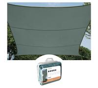 Perel Voile d'ombrage, Toile ombrage, Toile extérieure terrasse, imperméable, Protection Contre UV, 4 Anneaux en O en Acier Inoxydable, 5 x 5 m, 160 g/m², Polyester, carré, Gris Vert