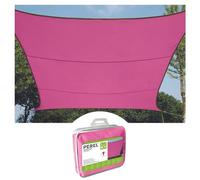 Perel Voile d'ombrage, Toile ombrage, Toile extérieure terrasse, imperméable, Protection Contre UV, 4 Anneaux en O en Acier Inoxydable, 3.6 x 3.6 m, 160 g/m², Polyester, carrée, Fuchsia