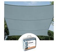 Perel Voile d'ombrage carrée 3,6x3,6 m - Polyester 160 g/m², imperméable, 4 anneaux inox - Gris bleu