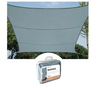 Perel Voile d'ombrage, Toile ombrage, Toile extérieure terrasse, imperméable, Protection Contre UV, 4 Anneaux en O en Acier Inoxydable, 5 x 5 m, 160 g/m², Polyester, carré, Gris Bleu