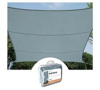 Perel Voile d'ombrage, Toile ombrage, Toile extérieure terrasse, imperméable, Protection Contre UV, 4 Anneaux en O en Acier Inoxydable, 2 x 3 m, 160 g/m², Polyester, rectangulaire, Gris Bleu