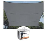 Perel Voile d'ombrage, Toile ombrage, Toile extérieure terrasse, perméable, Respirant, Protection Contre UV, 4 Anneaux en O en Acier Inoxydable, 5 x 5 m, 180 g/m², PEHD, carré, Gris foncé
