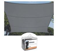 Perel Voile d'ombrage, Toile ombrage, Toile extérieure terrasse, perméable, Respirant, Protection Contre UV, 4 Anneaux en O en Acier Inoxydable, 3.6 x 3.6 m, 180 g/m², PEHD, carré, Gris foncé