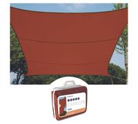 Perel Voile d'ombrage rectangulaire 4x3 m imperméable Protection UV 4 anneaux inox brun rougeâtre