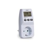 Perel Tools Wattmètre écran LCD 230 V 16 A 3600 W prise Type F (terre allemande) blanc