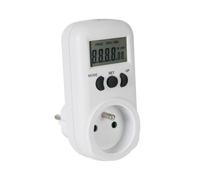 Perel Tools Wattmètre écran LCD 230 V 16 A 3600 W prise terre type E blanc