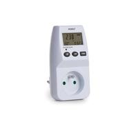 Perel Wattmètre, écran LCD, 230 V, 16 A, 3600 W, terre française type E, blanc