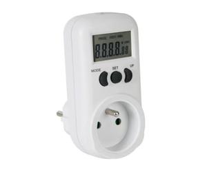 Perel Wattmètre, écran LCD, 230 V, 16 A, 3600 W, terre française type E, blanc