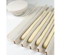 Perenllareta Bakers Baguette Couche et couvre-bol réutilisable, 99,1 x 63,5 cm, tissu non blanchi pour pain français et couvercle en coton élastique de 25,4 cm pour lever du levain maison
