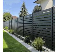 PERENZA Kit clôture aluminium OLINDA 100 11,03x1,80 m platines, Anthracite | Occultation totale, lames 21x100x1780 mm, poteaux alu 75x75 mm gris, quincaillerie incluse