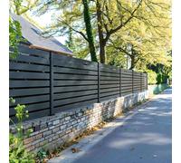 PERENZA Kit clôture aluminium OLINDA 100 9,17x1,20 m platines, Anthracite | Occultation totale, lames 21x100x1780 mm, poteaux alu 60x70 mm gris, quincaillerie incluse