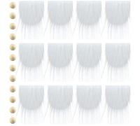 Perfeclan 12x Barbe de GNOME prédécoupée à la Main, Boules en Bois Non finies, Barbe de Nain en Tissu de Fausse Fourrure pour Fournitures de Bricolage, fête, Blanche