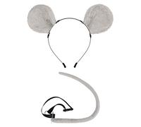 perfeclan 2 Pcs Souris Costume Accessoire Ensemble Souris Oreilles et Queue Partie Décoration Cheveux Accessoires Habiller Chapeaux pour Performance Halloween, GRISE