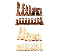 Perfeclan 32x Pièces D'échecs en Bois Faites Main Figurines D'échecs de Remplacement en Bois avec, Reines, 77 mm
