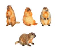 perfeclan 4 figurines d'action marmotte, jouets cognitifs pour éducation précoce, artisanat miniature à collectionner, Statues d'animaux pour garçons et filles,