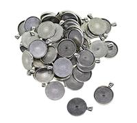 Perfeclan 50pcs Plateaux à Pendentif Support de Cabochon Argent pour Support Stockage Bouton Camée Bijoux - 43x32mm, 20mm
