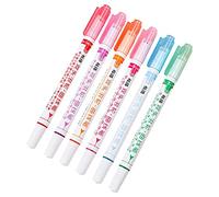 Perfeclan 6 Pcs Dentelle Rouleau Fleur Ligne Surligneur Stylo Ensemble Couleurs Assorties Ligne Formes À Bille Surligneur Marqueurs pour Étudiant, Double tête