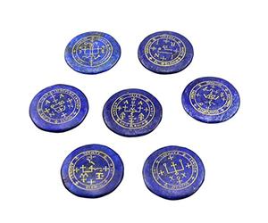Perfeclan 7pieces Cristal Pierre Polie Gravé Les Sept Archanges, Bleu