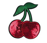 Perfeclan Autocollant de Couture en Fer Cerise sur Patch, Broderie appliquée, Badge d'embellissement, Patch Cerise pailleté, Jean, Chapeau, vêtement