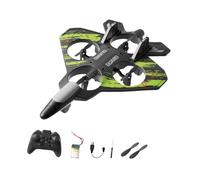 perfeclan Avion de Chasse RC avec LED, Drone Avion Jouet Télécommandé, Modèle Réduit en Mousse EVA Résistante, Vol Stable Facile pour Débutants, Idéal pour Cadeau d'Anniversaire, Vert 18 Minutes