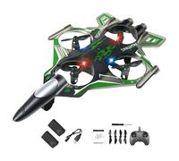 perfeclan Avion radiocommandé léger et portable avec lumières LED, modèle hélicoptère de chasse pour débutants, adolescents et garçons. Cadeau idéal, 2 Piles Vertes