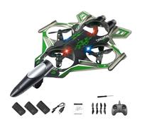 perfeclan Avion radiocommandé léger et portable avec lumières LED, modèle hélicoptère de chasse pour débutants, adolescents et garçons. Cadeau idéal, 3 Piles Vertes