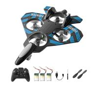 perfeclan Avion télécommandé Jet pour garçons, hélicoptère quadricoptère léger à 360°, avion à voilure fixe avec lumières, Bleu avec 3 Piles