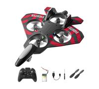 perfeclan Avion télécommandé Jet pour garçons, hélicoptère quadricoptère léger à 360°, avion à voilure fixe avec lumières, Rouge avec 1 Pile