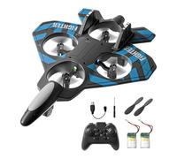 perfeclan Avion télécommandé Jet pour garçons, hélicoptère quadricoptère léger à 360°, avion à voilure fixe avec lumières, Bleu avec 2 Batterie