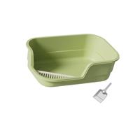 Perfeclan Bac à Litière pour Chat Litière Ouverte Toilette Chaton Bac Litière Anti-éclaboussures avec Pelle Entrée Basse Conception sans Difficiles à Nett, Vert