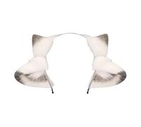 perfeclan Bandeau Oreilles Mouton Peluche Accessoire Costume Tête Cosplay Déguisement Fête Simulation Peluche Convient pour Halloween Carnaval Soirée, Gris Blanc
