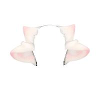 perfeclan Bandeau Oreilles Mouton Peluche Accessoire Costume Tête Cosplay Déguisement Fête Simulation Peluche Convient pour Halloween Carnaval Soirée, Rose Blanc