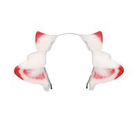 perfeclan Bandeau Oreilles Mouton Peluche Accessoire Costume Tête Cosplay Déguisement Fête Simulation Peluche Convient pour Halloween Carnaval Soirée, Rouge Blanc