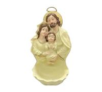 perfeclan Bénitier Catholique Décoration Murale Cadeau Jésus Marie Joseph Statue sur Bol pour Étagère Fête Noël, Jaune
